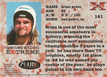 1994 Vision Generation Extreme #141 Brian Press Back